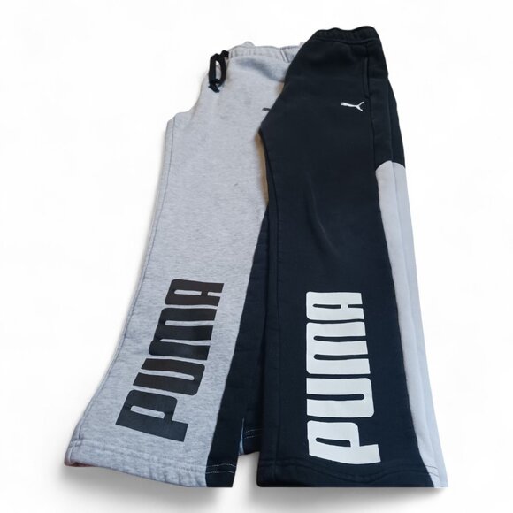 Puma Youth Boys Sweatpants Lot – Size L (10-12) – Gray/Black + Black/White, EUC - Picture 2 of 15